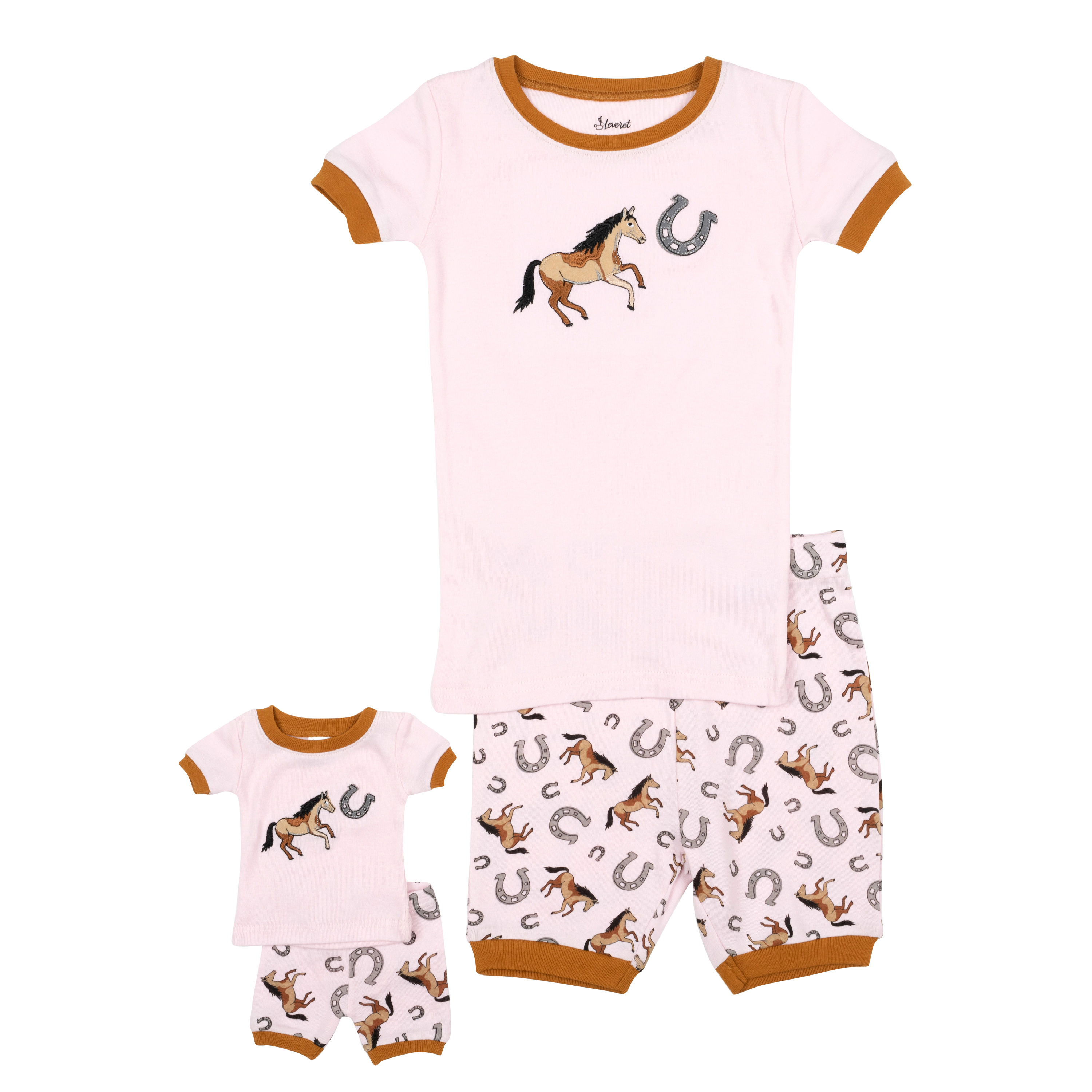 Leveret Girl & Doll Matching Short Sleeve Cotton Animal Pajama Sets