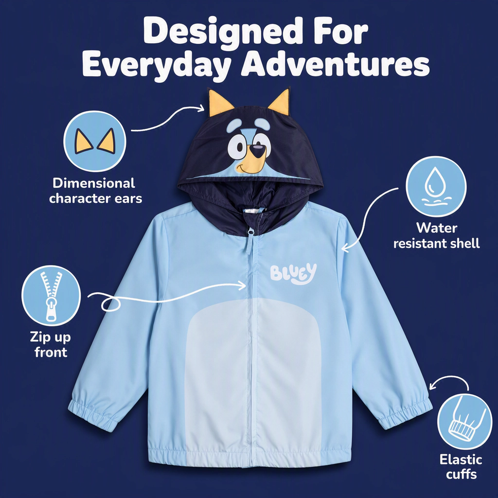 Bluey Toddler Boy or Girl Cosplay Hooded Windbreaker Jacket
