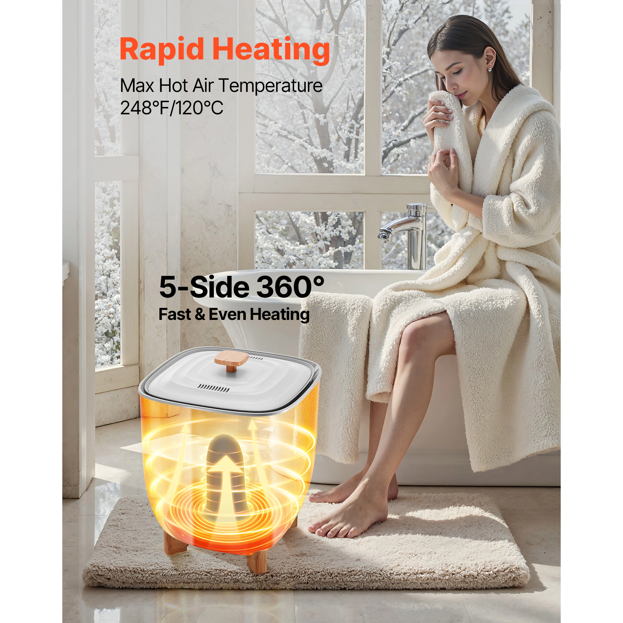 HONGGE Towel Warmers for Bathroom, Warmer Bucket Auto Shut Off Spa, Fits up to Oversized Bath Towels, Blankets