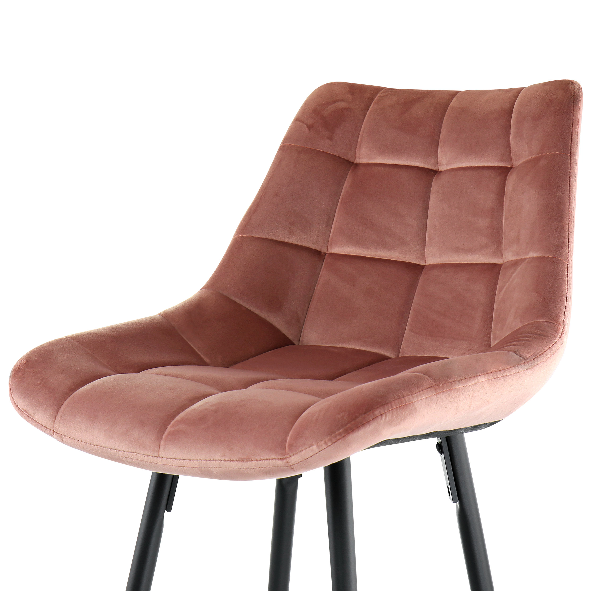 Elama 2 Piece Velvet Tufted Bar Chair in Pink with Metal Legs