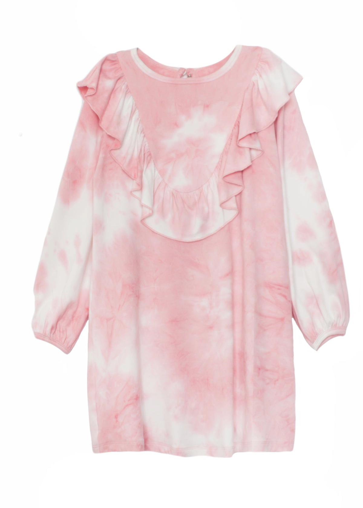 Mabel and Honey Girls Long Sleeve Pink Knit Tie-Dye Dress