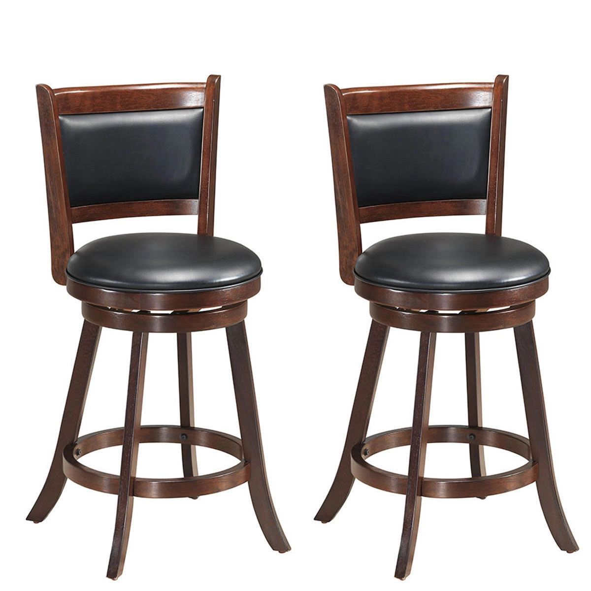 SUGIFT Swivel Counter Stool Dining Chair with Upholstered Seat 264-lb Capacity Brown 24-in Seat Height