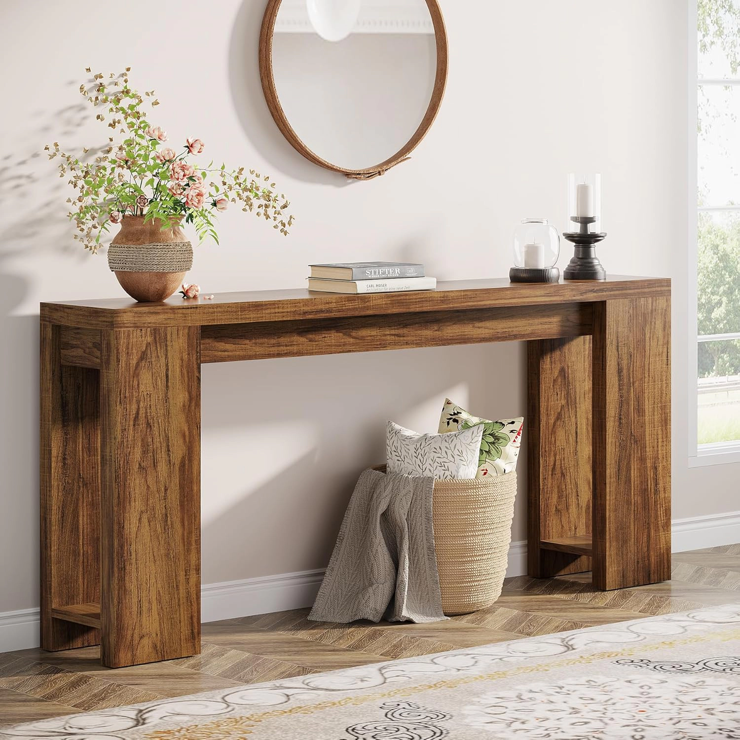 Tribesigns 70.9" Wood Console Table, Farmhouse Sofa Table Entryway Table