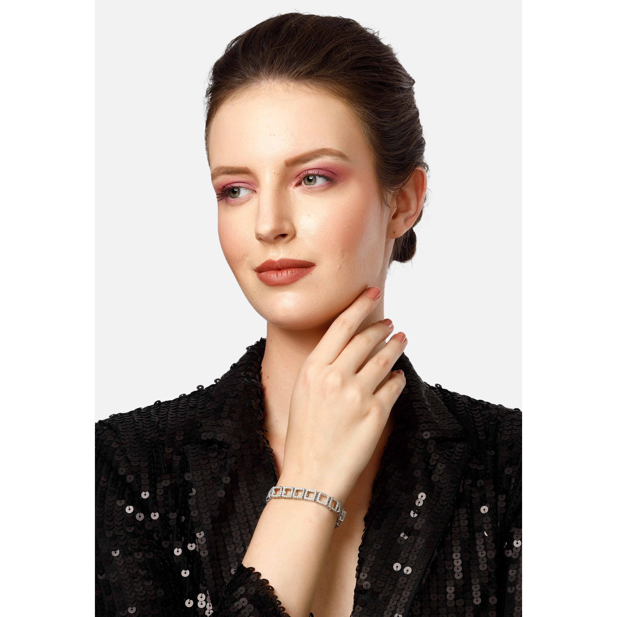 AGP PARIS Womens Diva Hollow Square Chain Bracelet