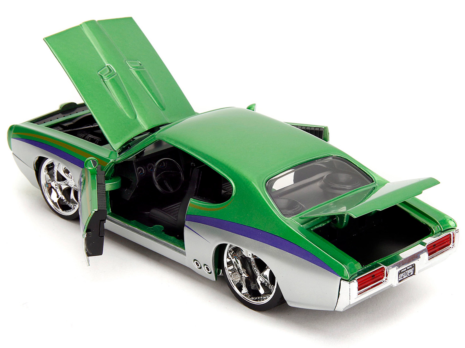 Jada 1969 Pontiac Gto Judge Green Metallic And Silver With Stripes "Bigtime Muscle" Series 1/24 Diecast Model