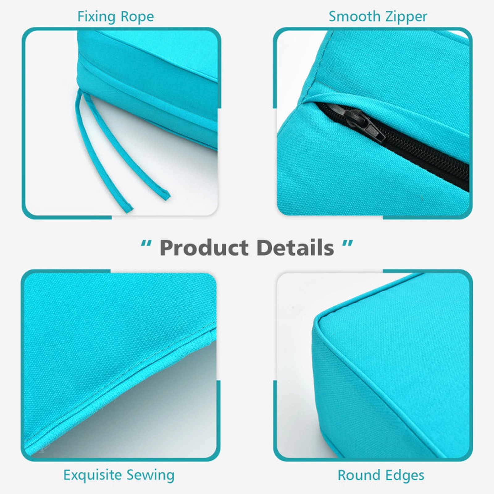 SUGIFT Deep Seat Chair Cushion Pads Set with Rope Belts for Indoor and Outdoor Turquoise