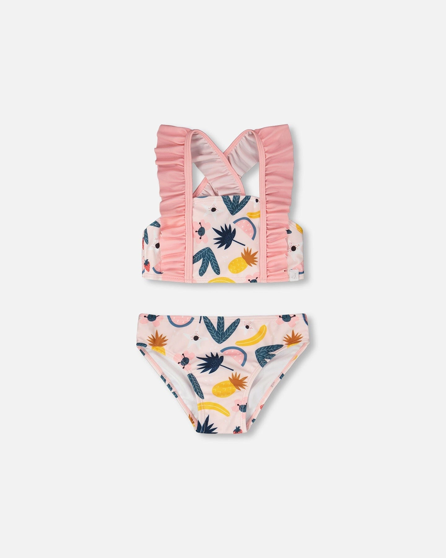Deux par Girls Printed Fruits Top and Bottom Two-Piece Swimsuit