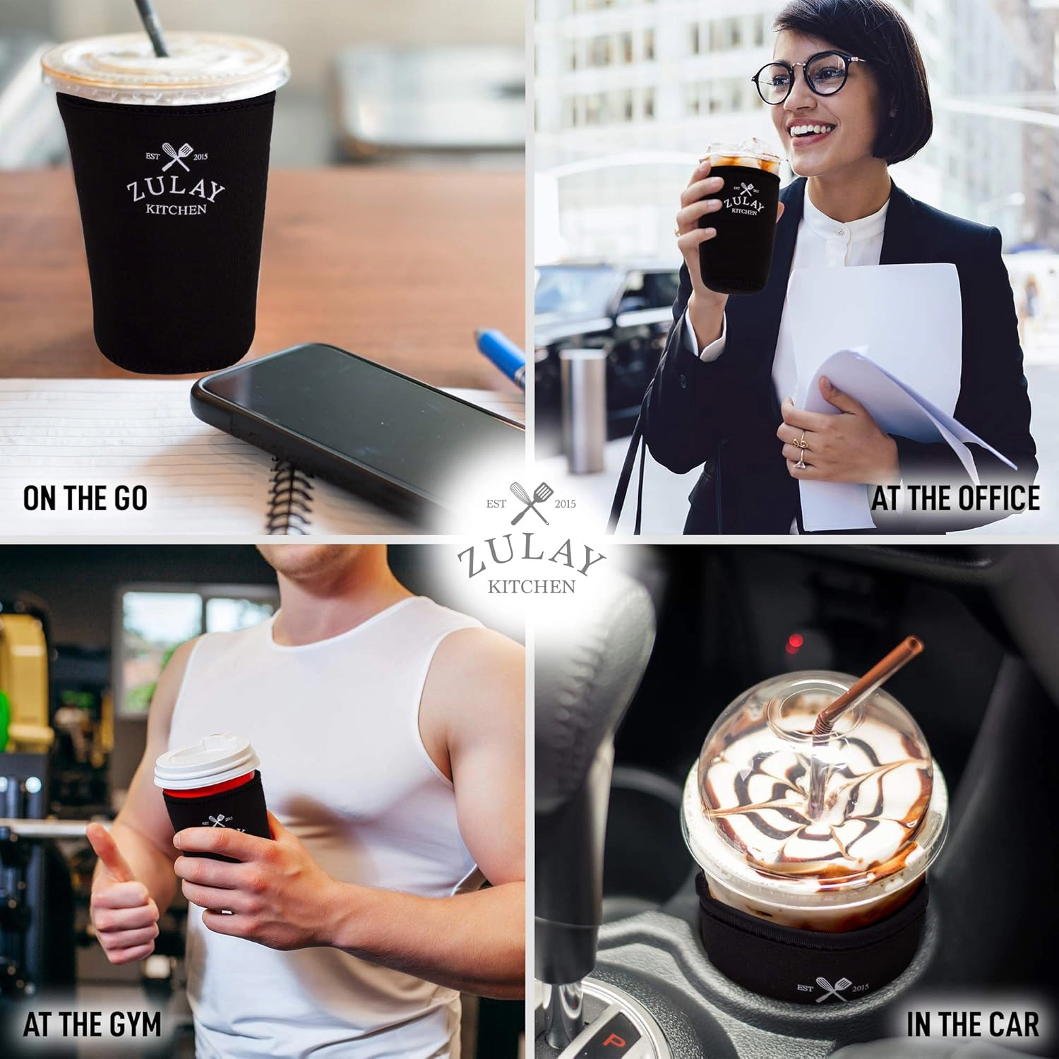 Zulay Kitchen (22oz to 24oz) Reusable Neoprene Insulator Coffee Sleeve