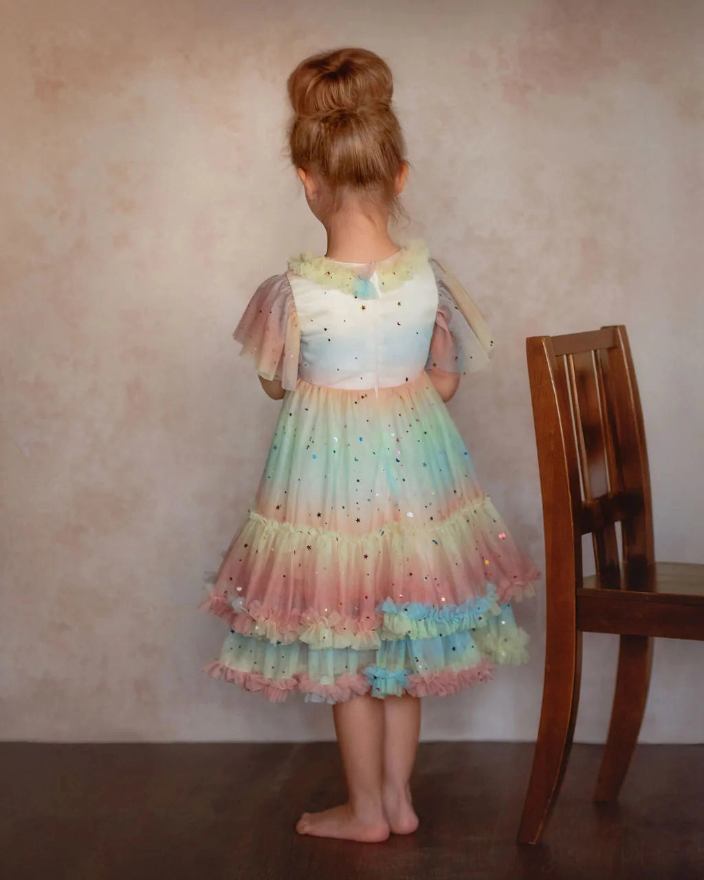 Faeella Girls Pastel Stardust Layered Tulle Birthday Dress