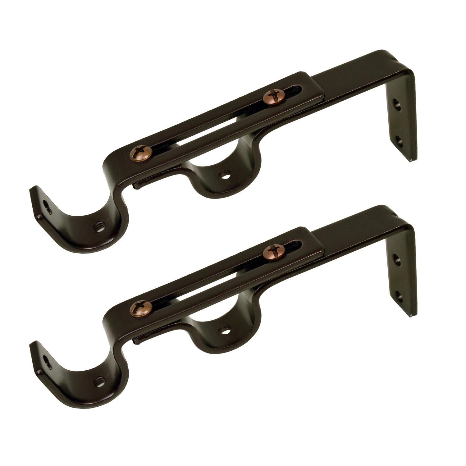 Versailles Double Wall Brackets for 7/8" - 1" Front, and 5/8" - 3/4" Back 6.5" - 9" Projection Pair Espresso