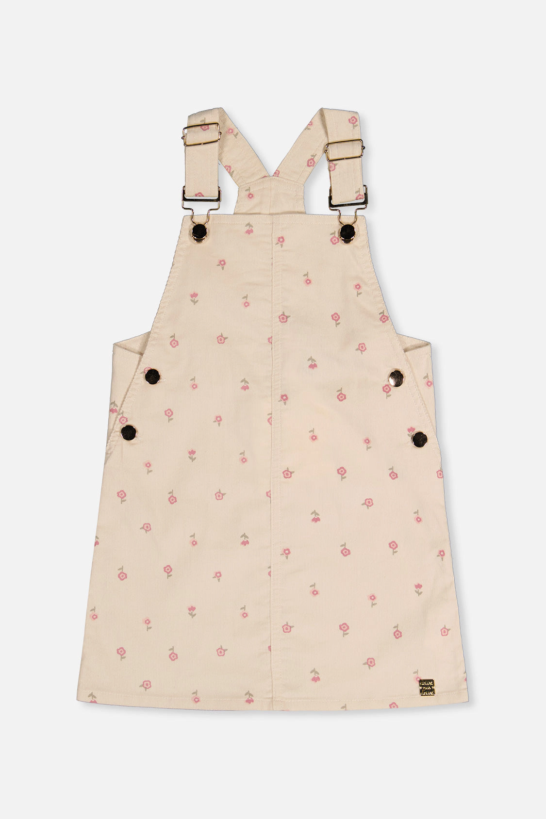 Deux par Girls Floral Print Corduroy Overall Dress