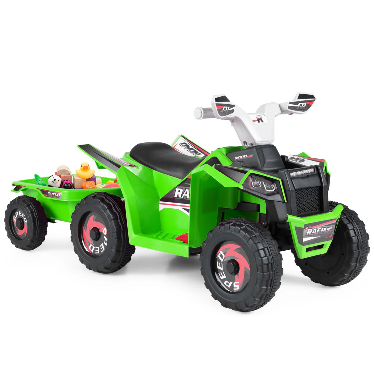 Hivvago 6V Kids Electric ATV Quad Car with Detachable Trailer