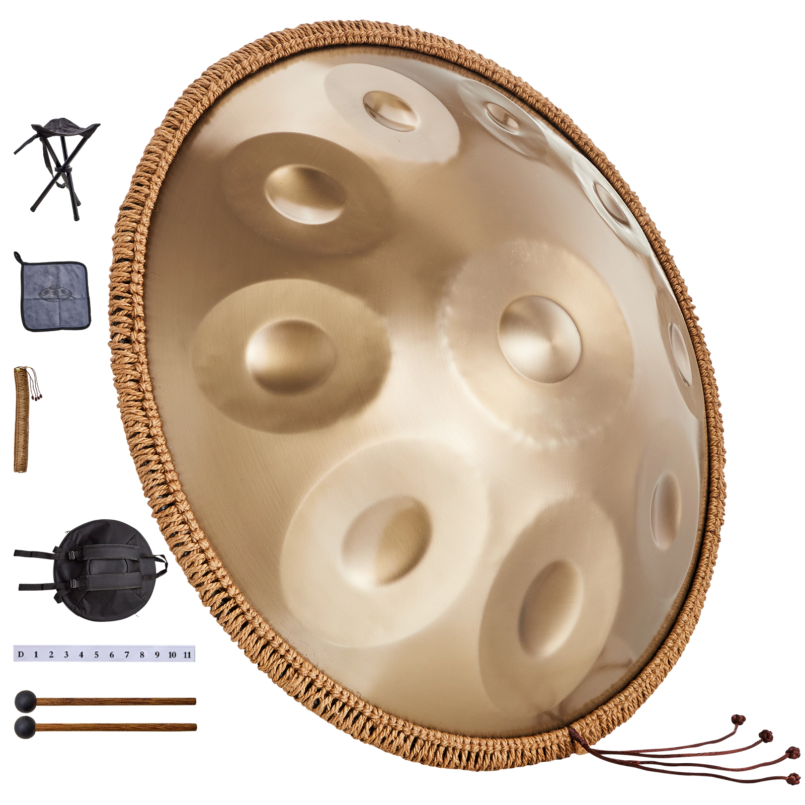 HONGGE Handpan Drum 22 in D Minor with Mallets, Stand & Carry Bag, Steel Healing Sound Percussion for Adults Beginners