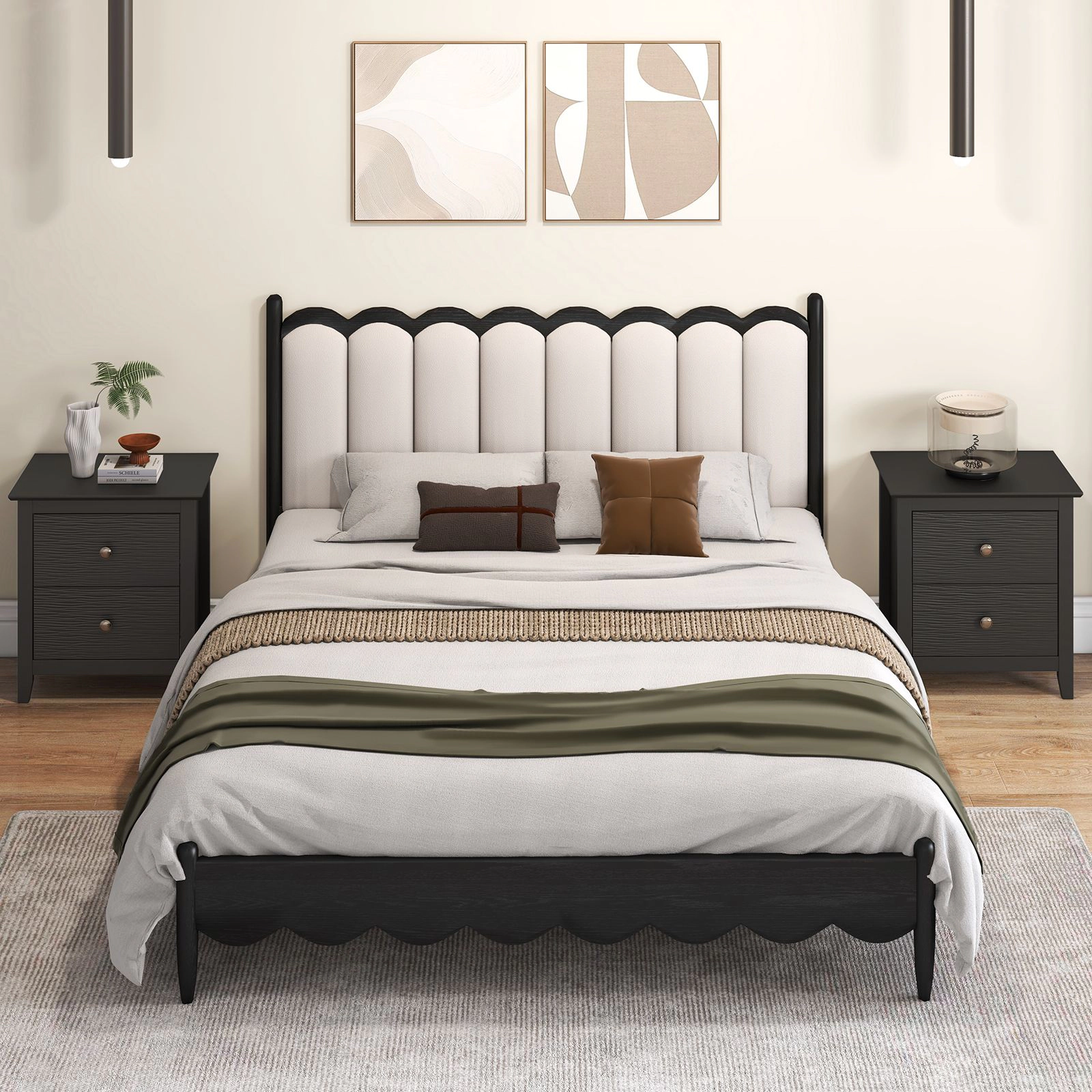 SlickBlue Modern Nightstand with 2 Drawers Bedside Storage Table