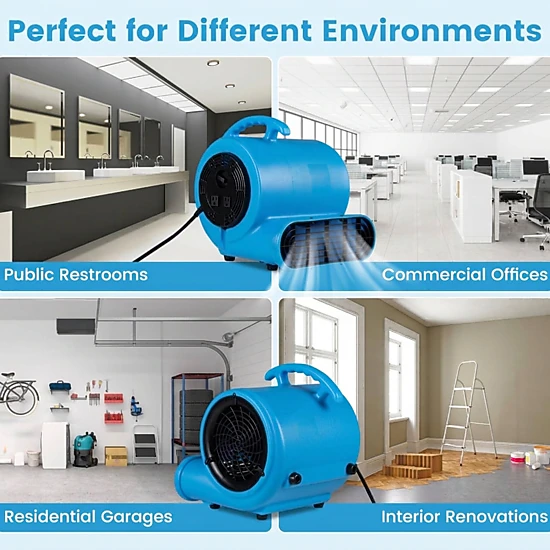 SUGIFT 1/3 HP 1000 CFM 3-Speed Commercial Air Mover Blower Fan with ...