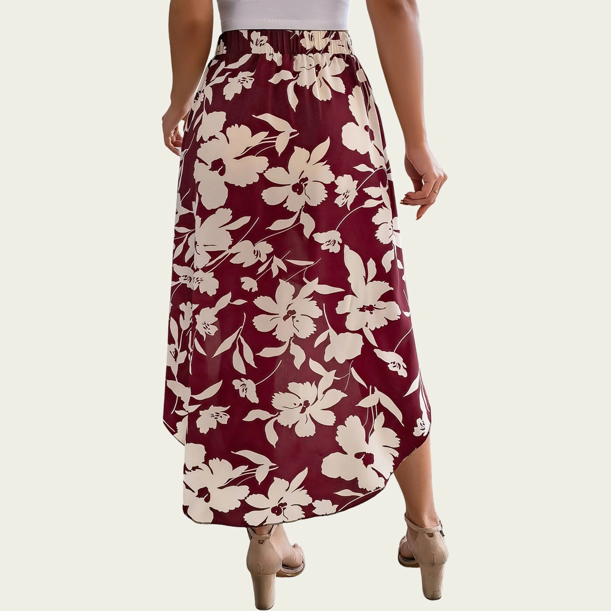Anna-Kaci Womens Floral High Waist High-Low Skirt