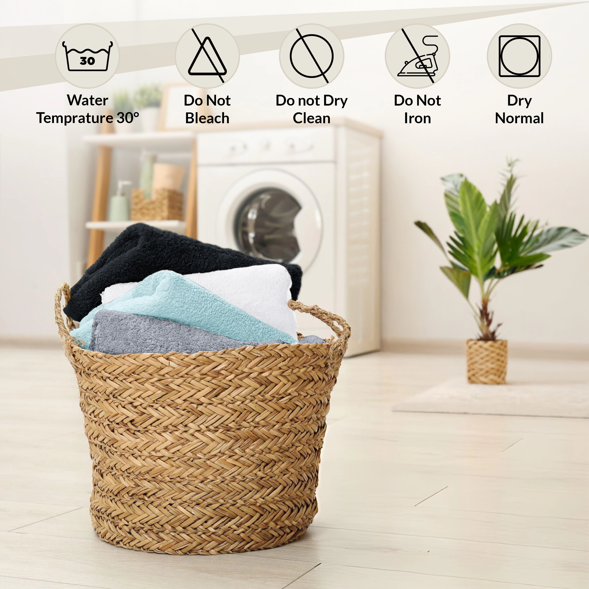 Lux Decor Collection Luxury Cotton 6-pc. Bath Towel Set Zero Twist Quick Dry Solid Bathroom Towels