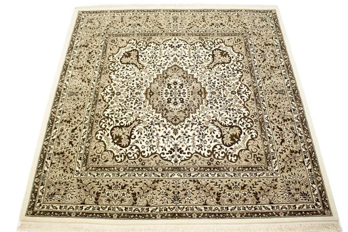 Magic Rugs Cream Floral Kirman 6'3X6'5 Oriental Rug