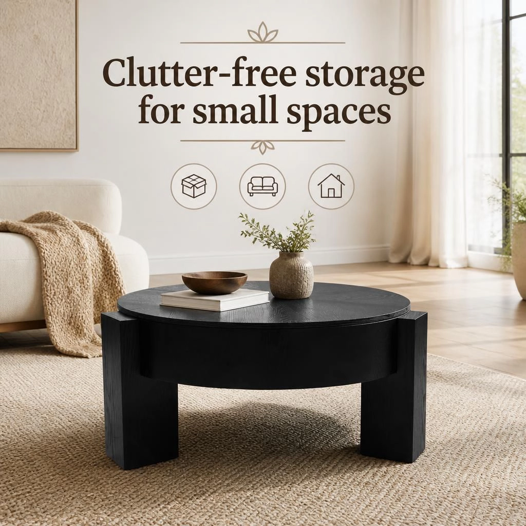 GOODSILO Low Height Coffee Table With Mixed Material Construction