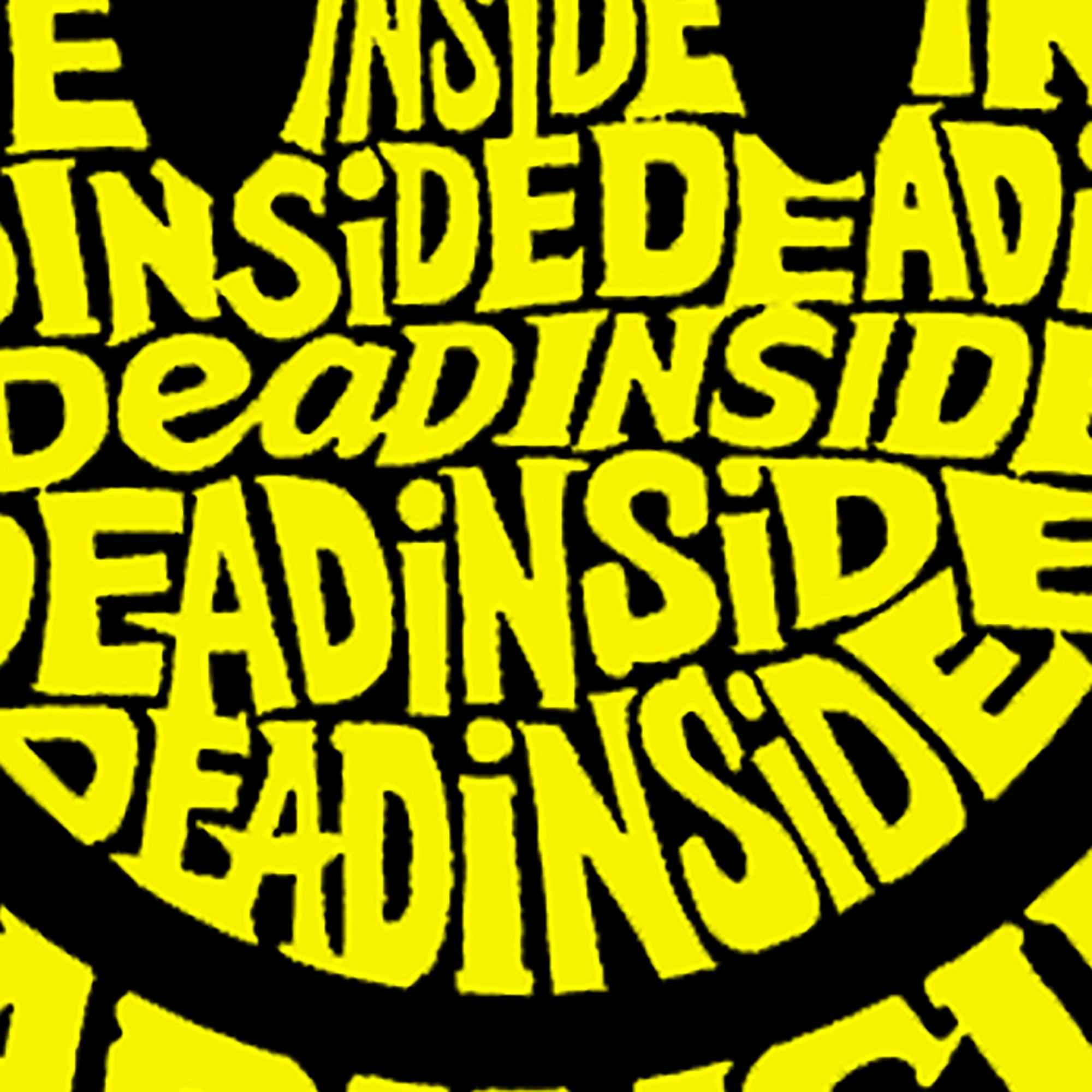 LA Pop Art Men's Crew Neck Cotton T-Shirt - "Dead Inside Smile" Word