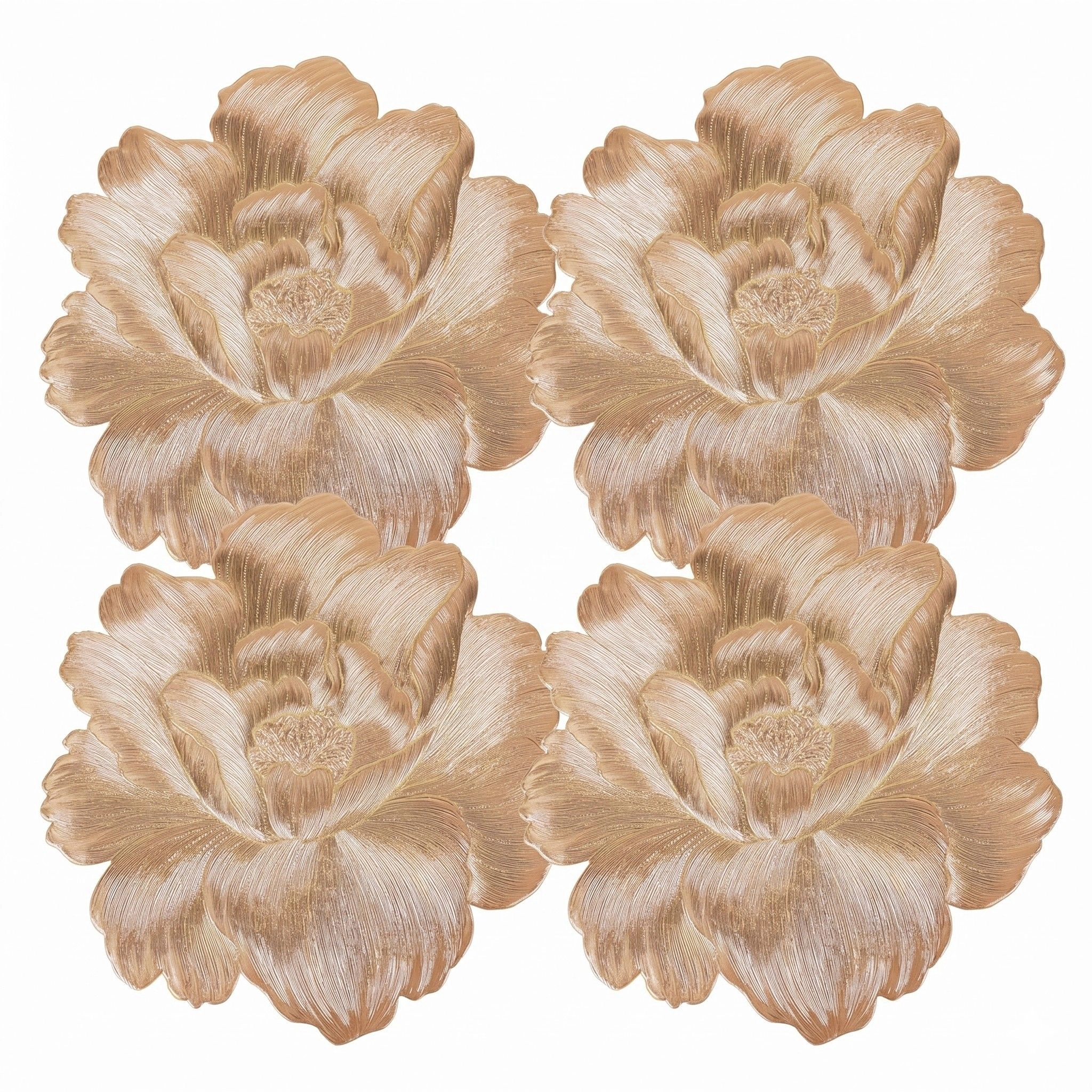 Alilang Unisex 4-Pack Floral Round PVC Placemats Metallic Textured Heat Resistant Table Mats
