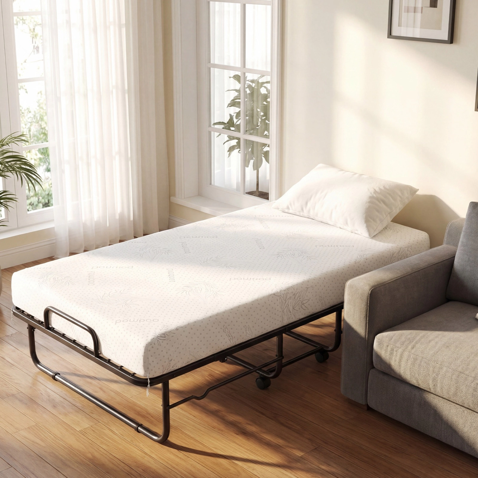 SUGIFT Twin Folding Bed, 5-in Gel Memory Foam Mattress, 485-lb Capacity, Black