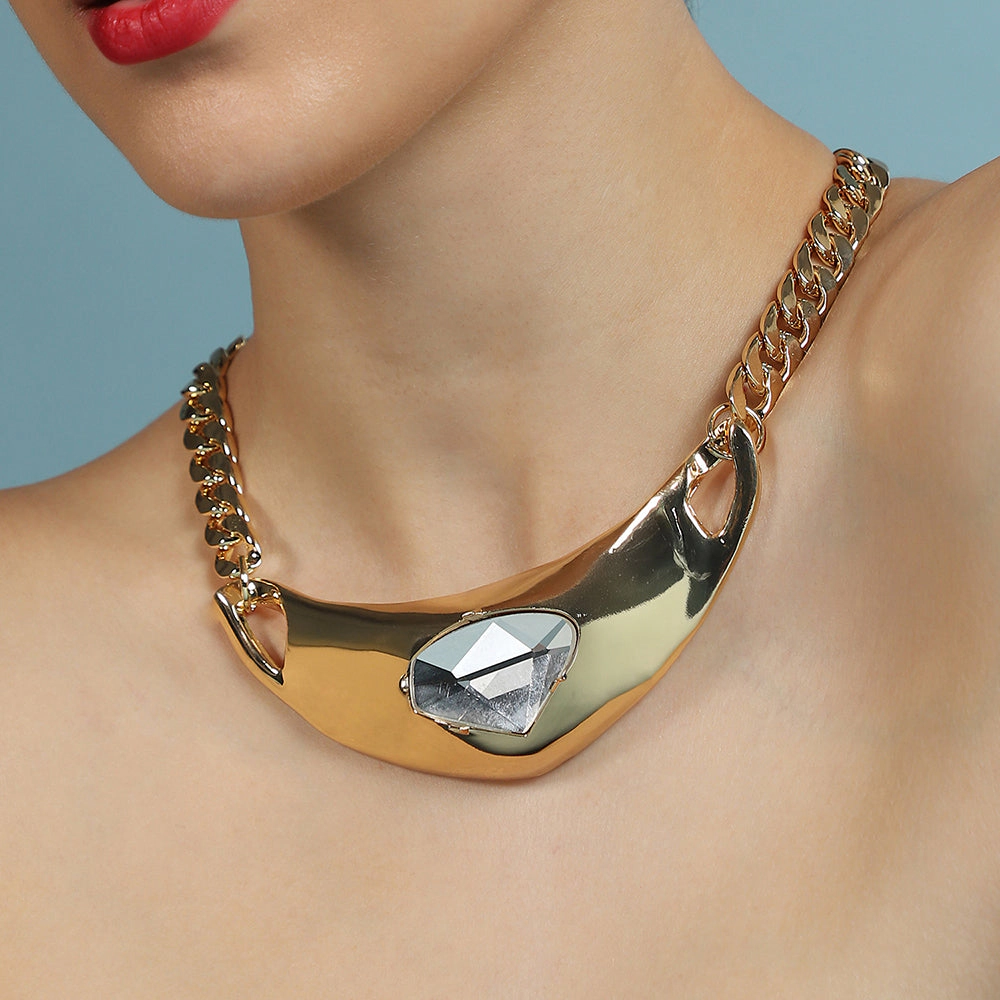 SOHI Women's The Petra-Chain Collar Necklace - California Gold