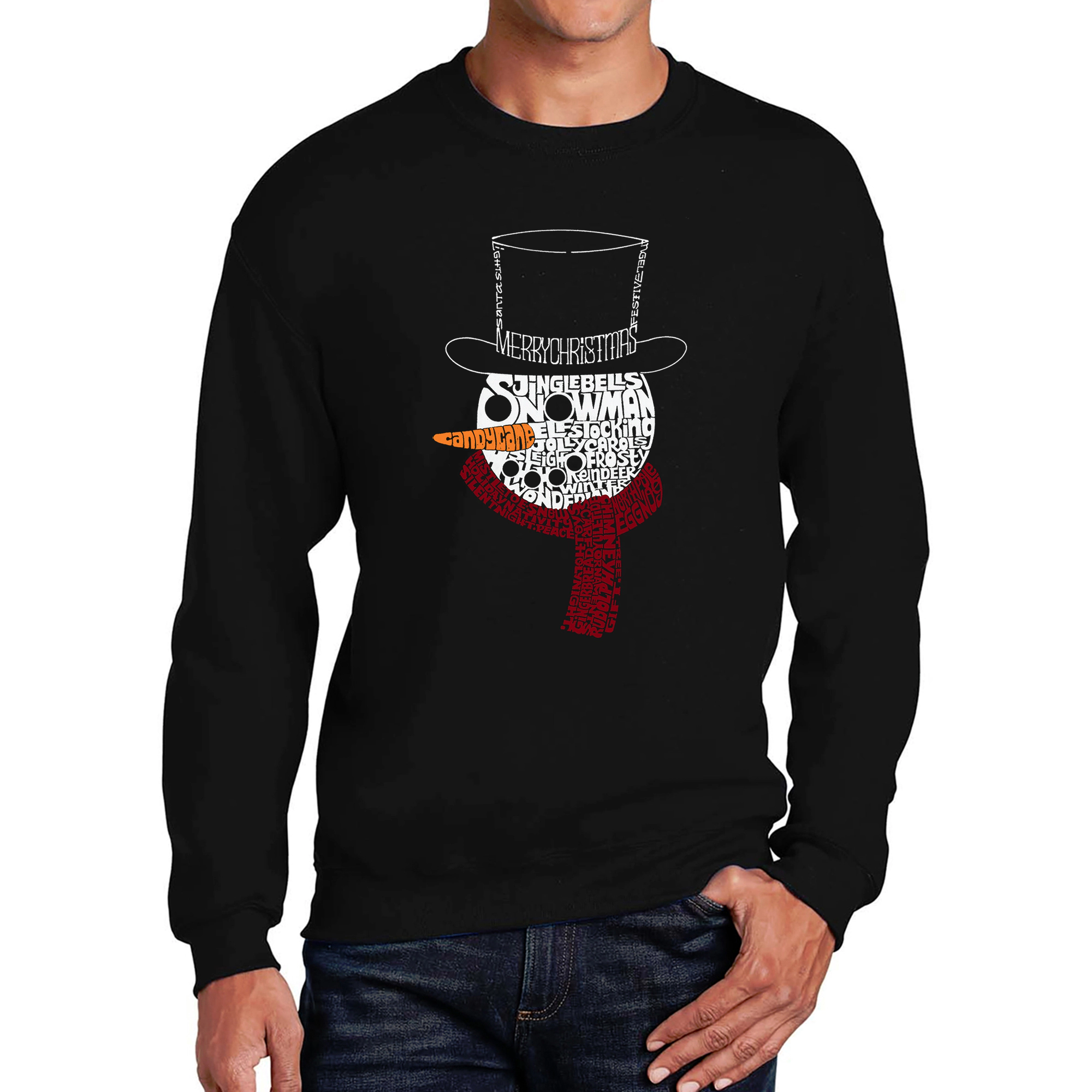 LA Pop Art Snowman Face - Men's Word Crew Sweatshirt