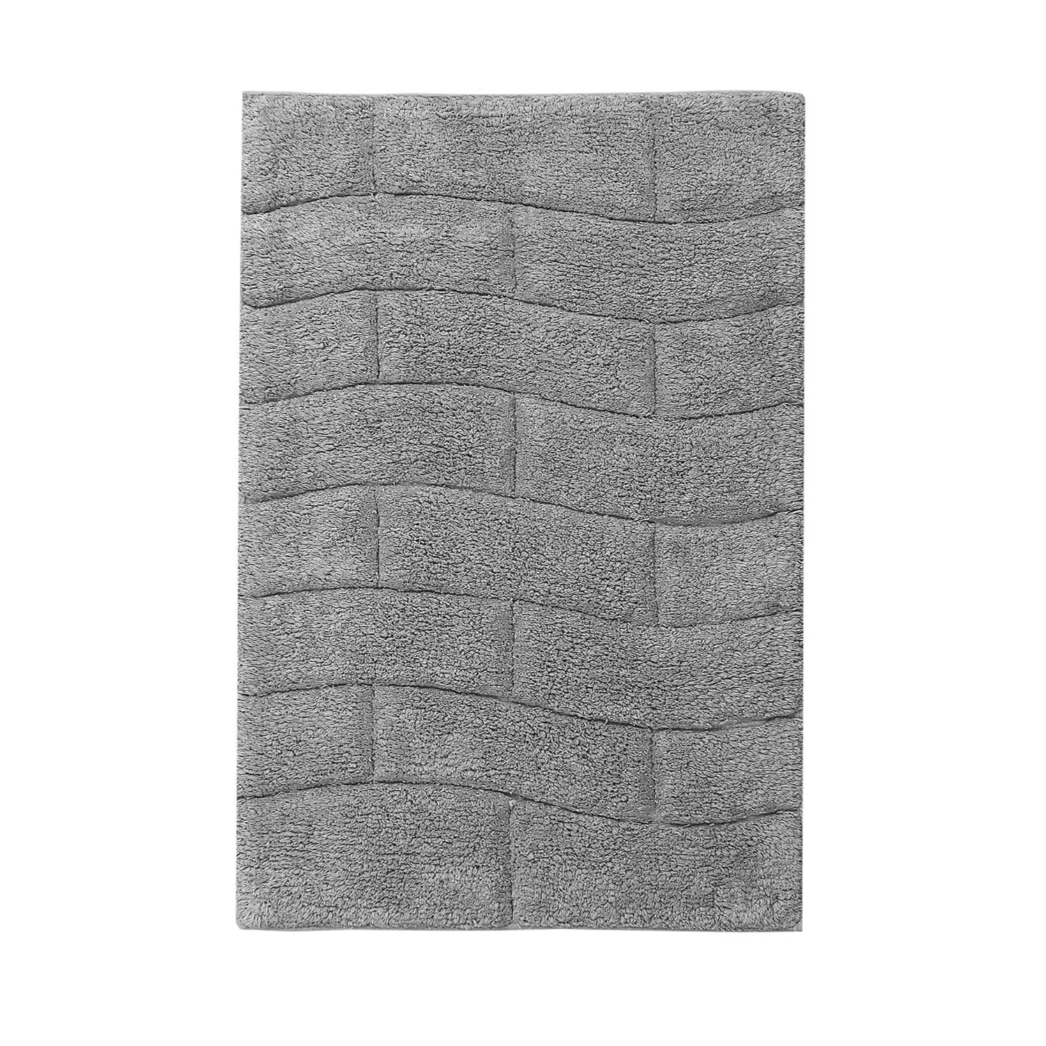 Knightsbridge Stylish And Comfortable All Season Traditional New Tile Design Cotton Bath Rug 20" X 30" Silver