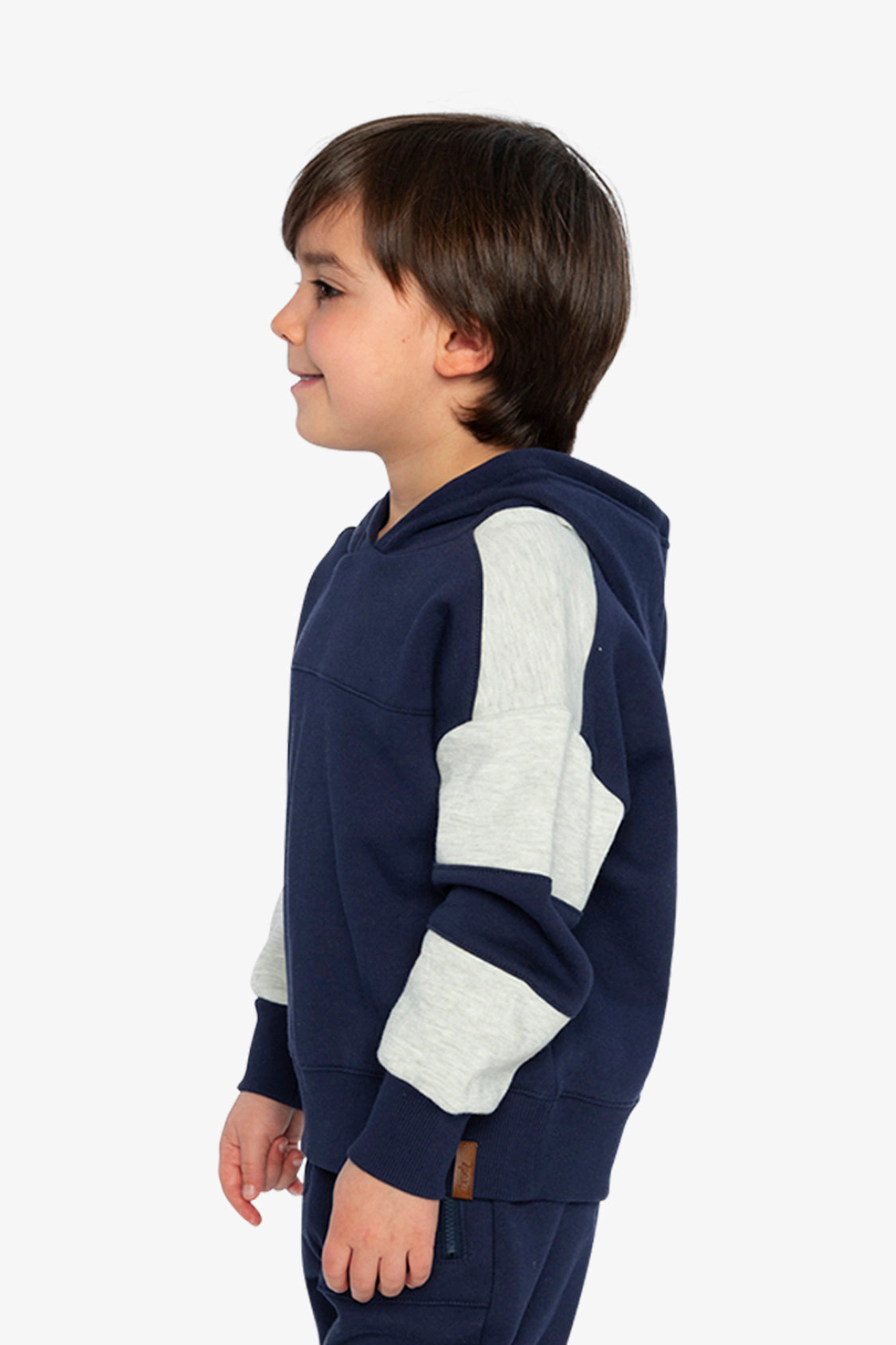 Deux par Boys Hooded Striped Fleece Cardigan with Ribbed Trim