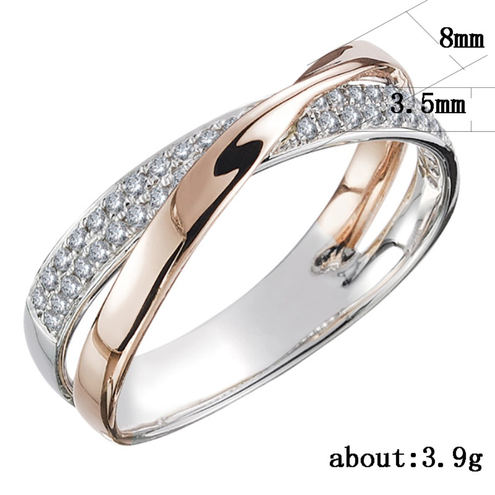 Cross Over Infinity Band Ring Paved Cubic Zirconia Women Wedding