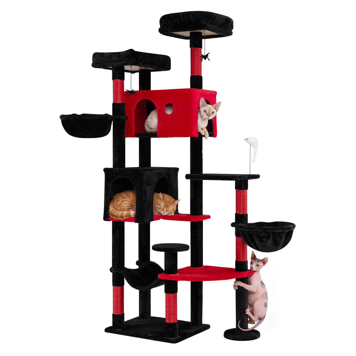 LJG 75 Inch Gothic Cat Tree with 2 Plush Perches for Indoor Cats
