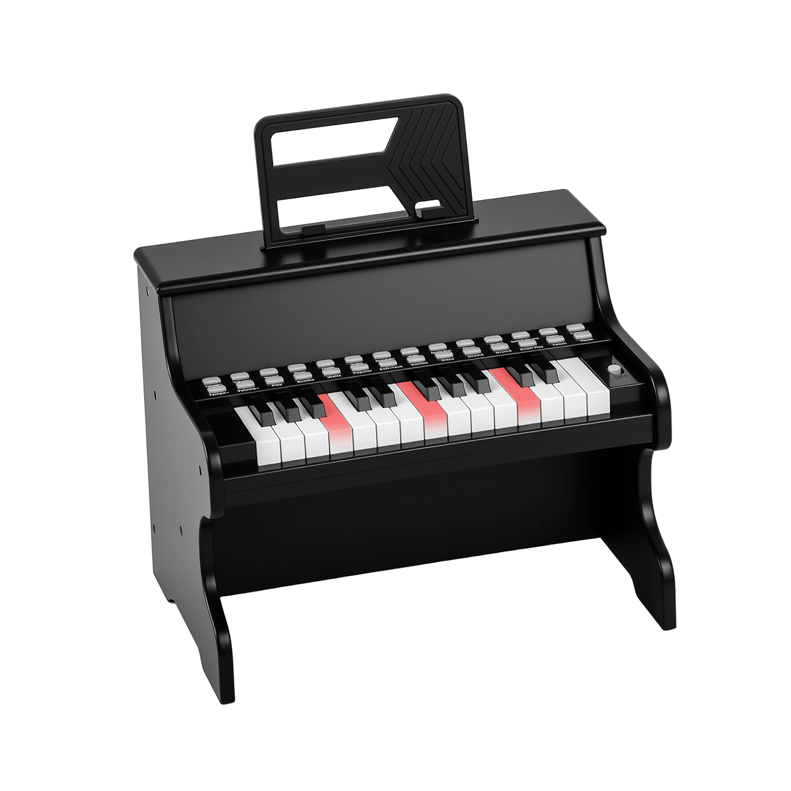 SUGIFT 25-Key Kids Piano Keyboard with Adjustable Volume and Speed Mini Size Ages 3+ with Music Stand Black