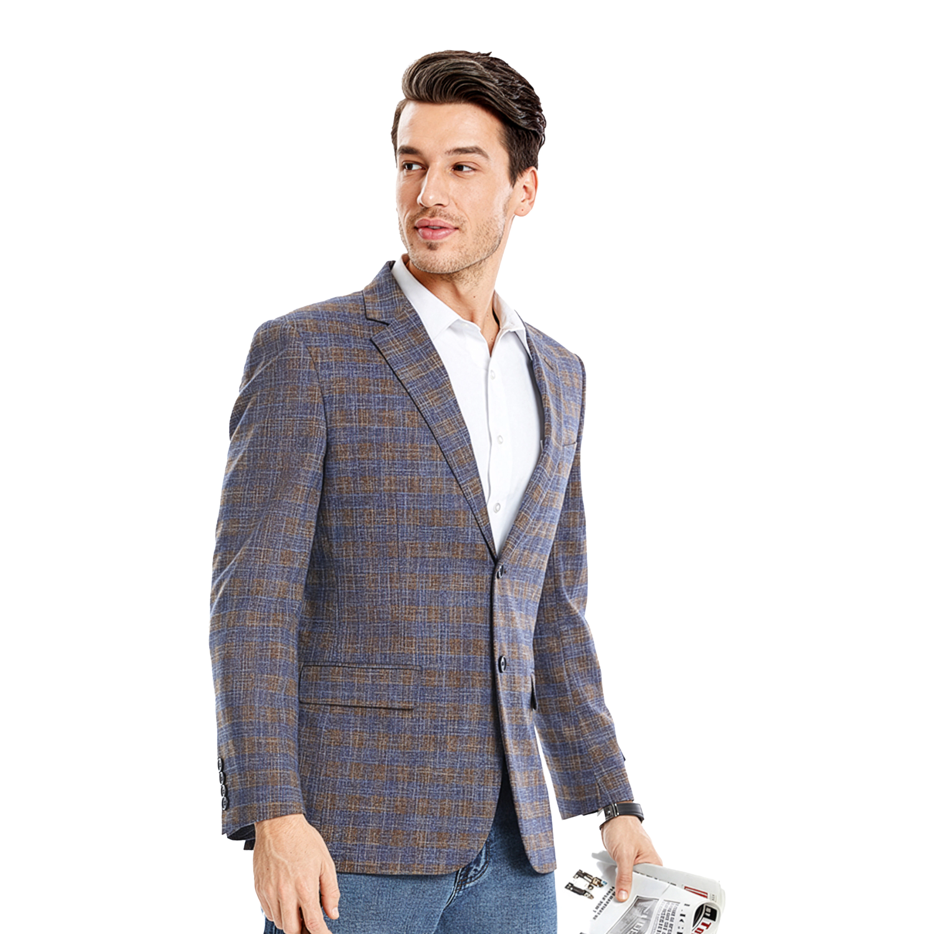 Tazzio Mens Slim Fit Plaid Sport Coat
