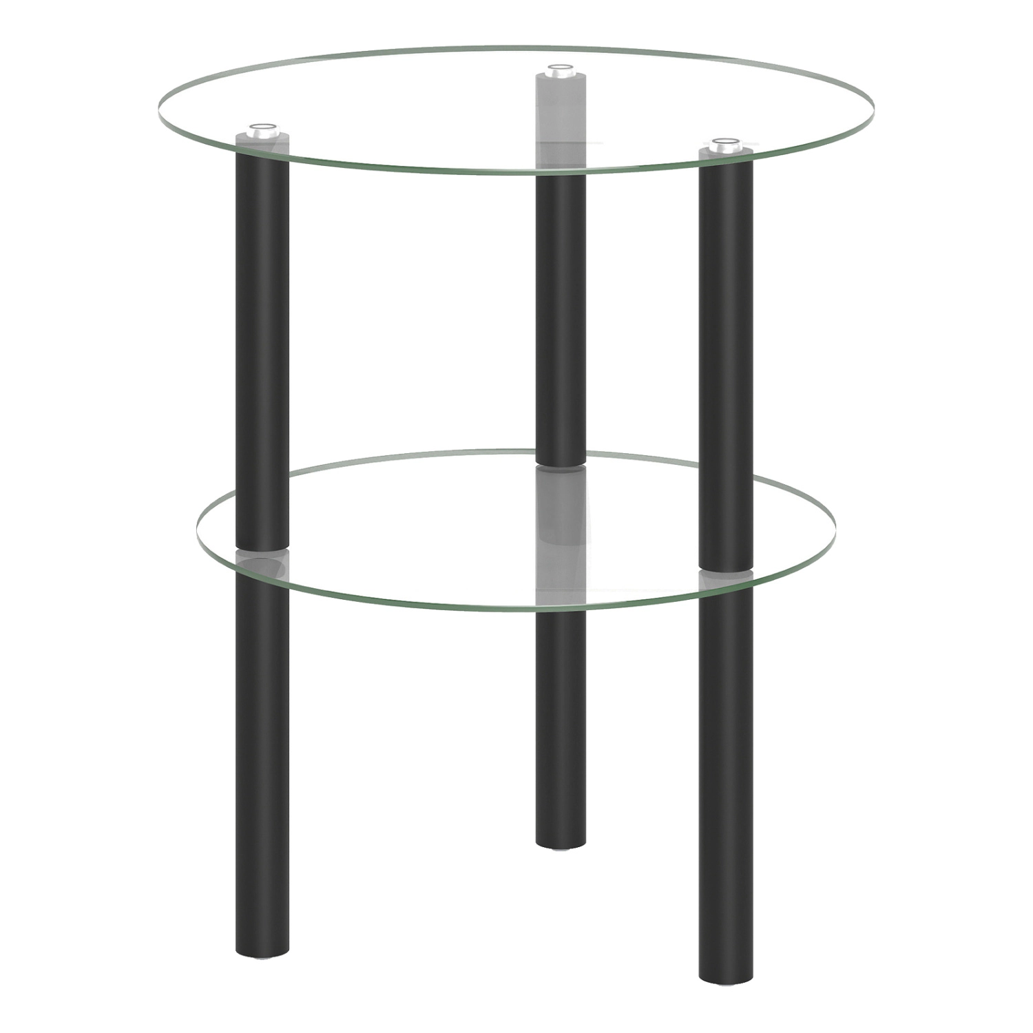 SlickBlue Round Glass Side Table with 2-Tier Storage Shelf