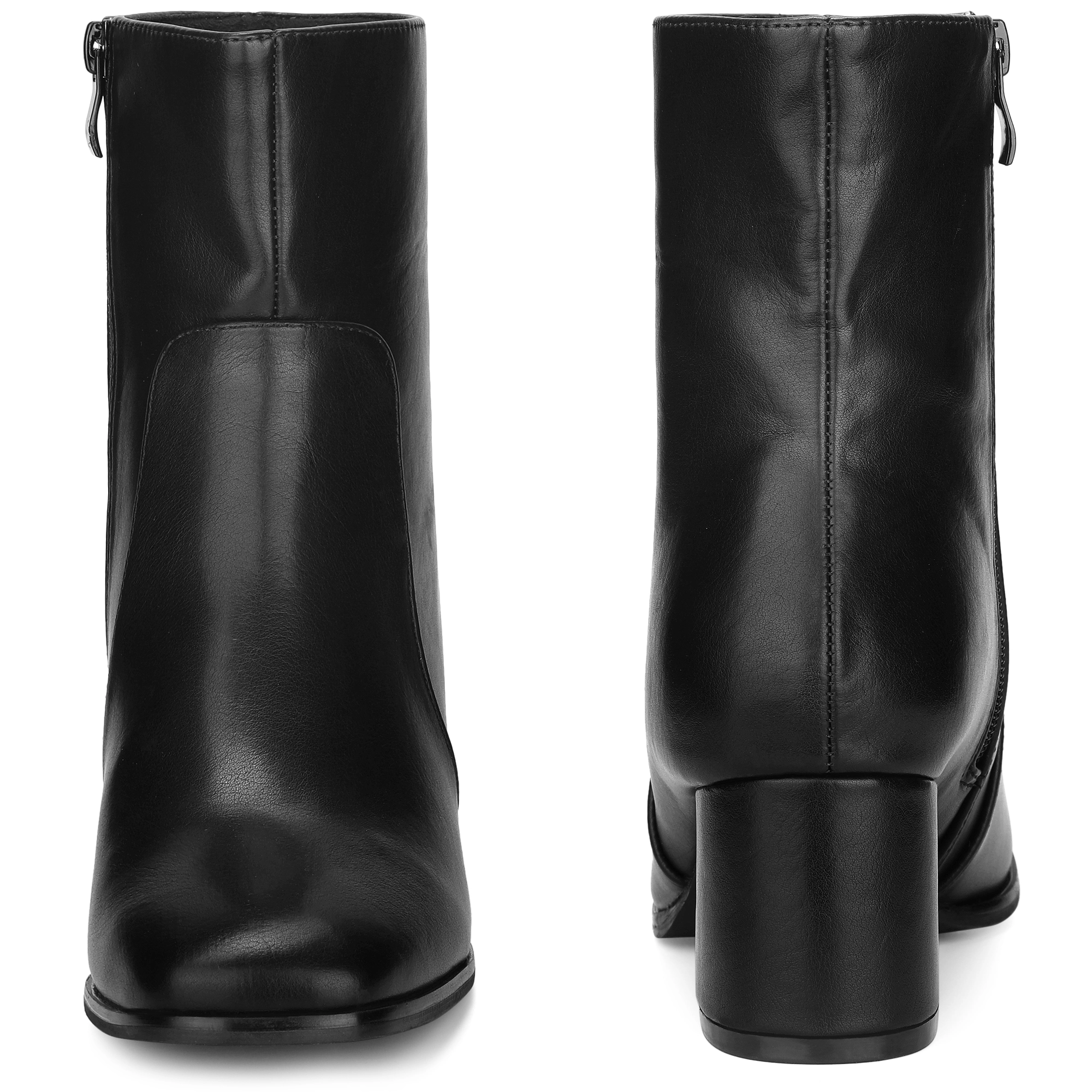 BLISSFUL STEP Women's Square Toe Side Zip Chunky Heel Ankle Boots