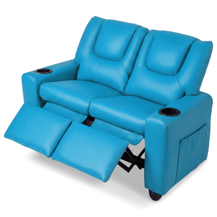 Hivvago 2-Seater Kids Recliner Double Toddler Sofa Chair With 2 Cup Holders