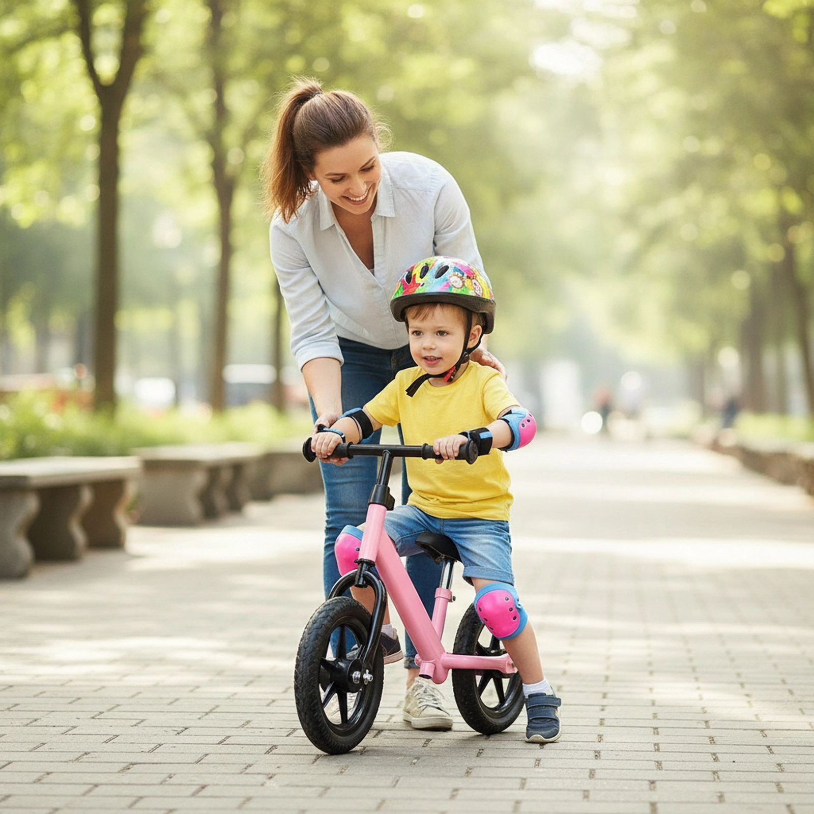 Toddler Balance Bike Pink Ages 2-5 Anti-Slip Grips Padded Saddle Adjustable Height 55-lb Max Weight