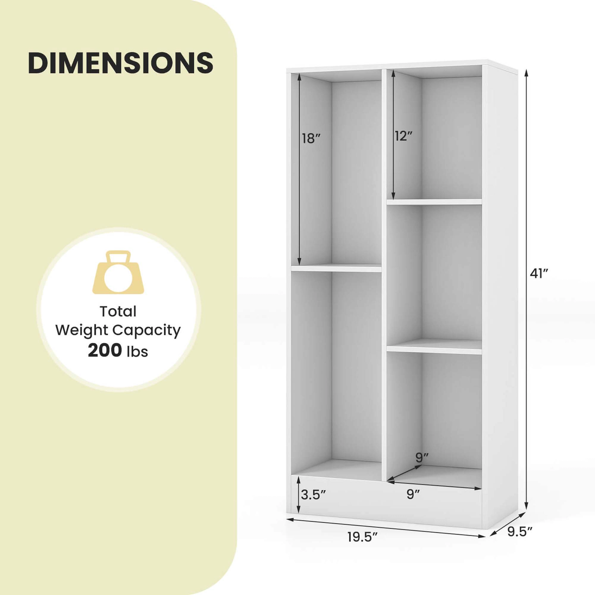 Costway 5-Cube Bookcase for Kids 41" Wooden Toy Storage Organizer for Kid's Room White