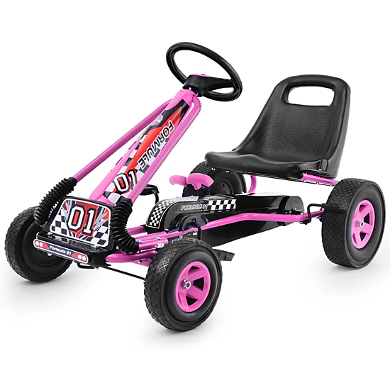LJG 4 Wheels Kids Ride on Pedal Powered Bike Go Kart Racer Car Outdoor Play Toy