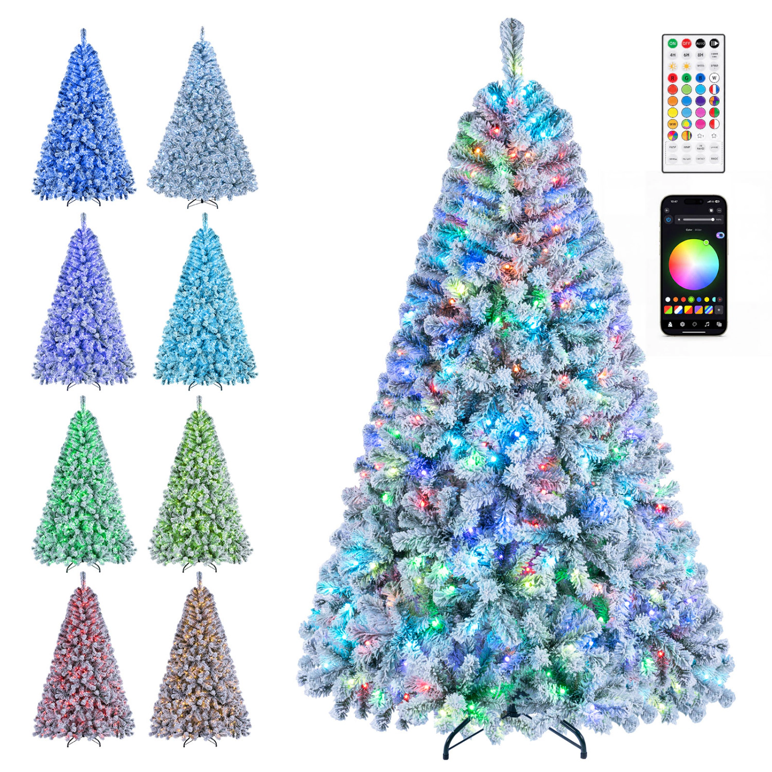 LJG 7.5/6 FT Smart Pencil Christmas Tree with APP Remote & RGB Lights and Music Sync-6FT