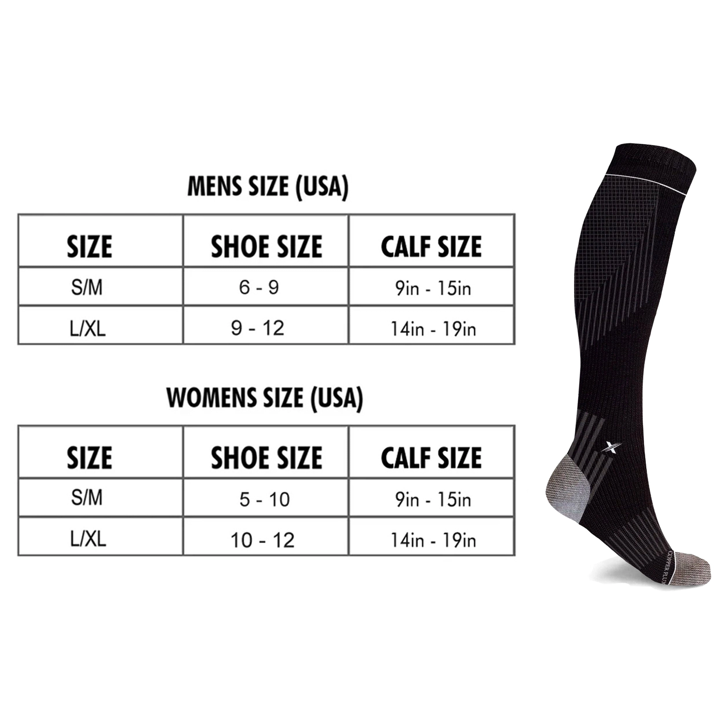 Extreme Fit Copper Compression Pain Relief Targeted Knee High Socks - 6 Pair