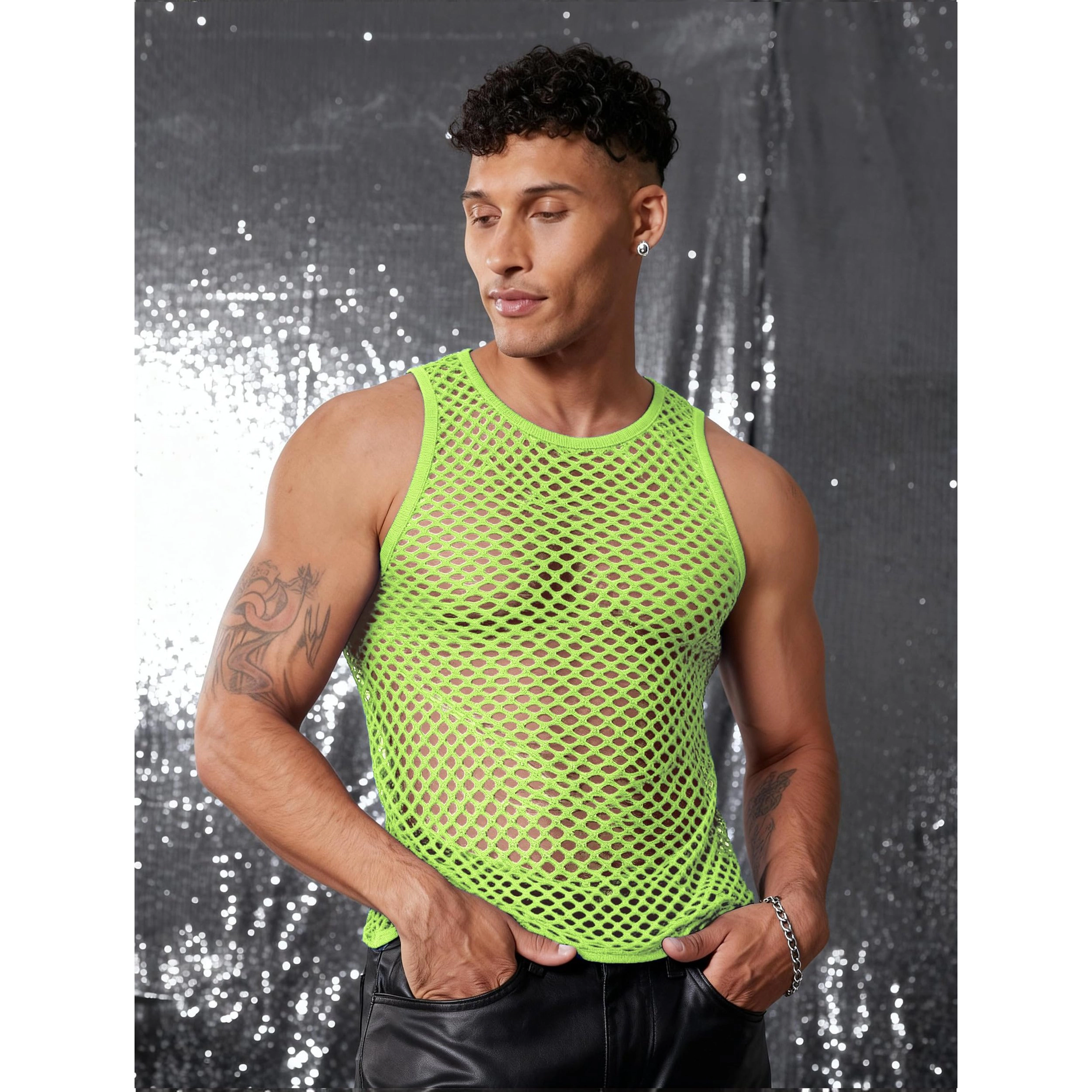 COOFANDY Men's Mesh Sleeveless Crew Neck Tank Top