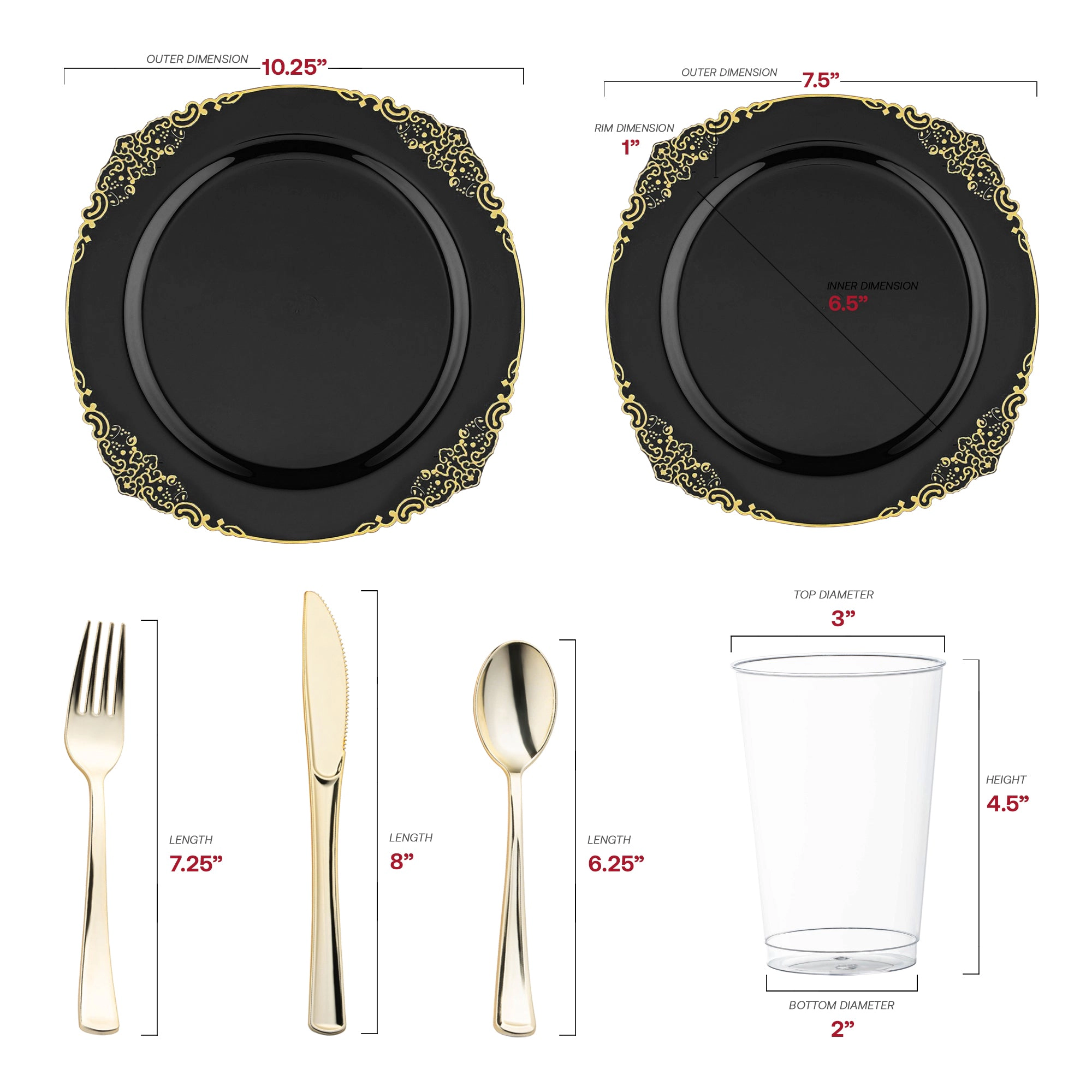 Smarty Had A Party with Gold Fancy Round Disposable Plastic Wedding Value Set