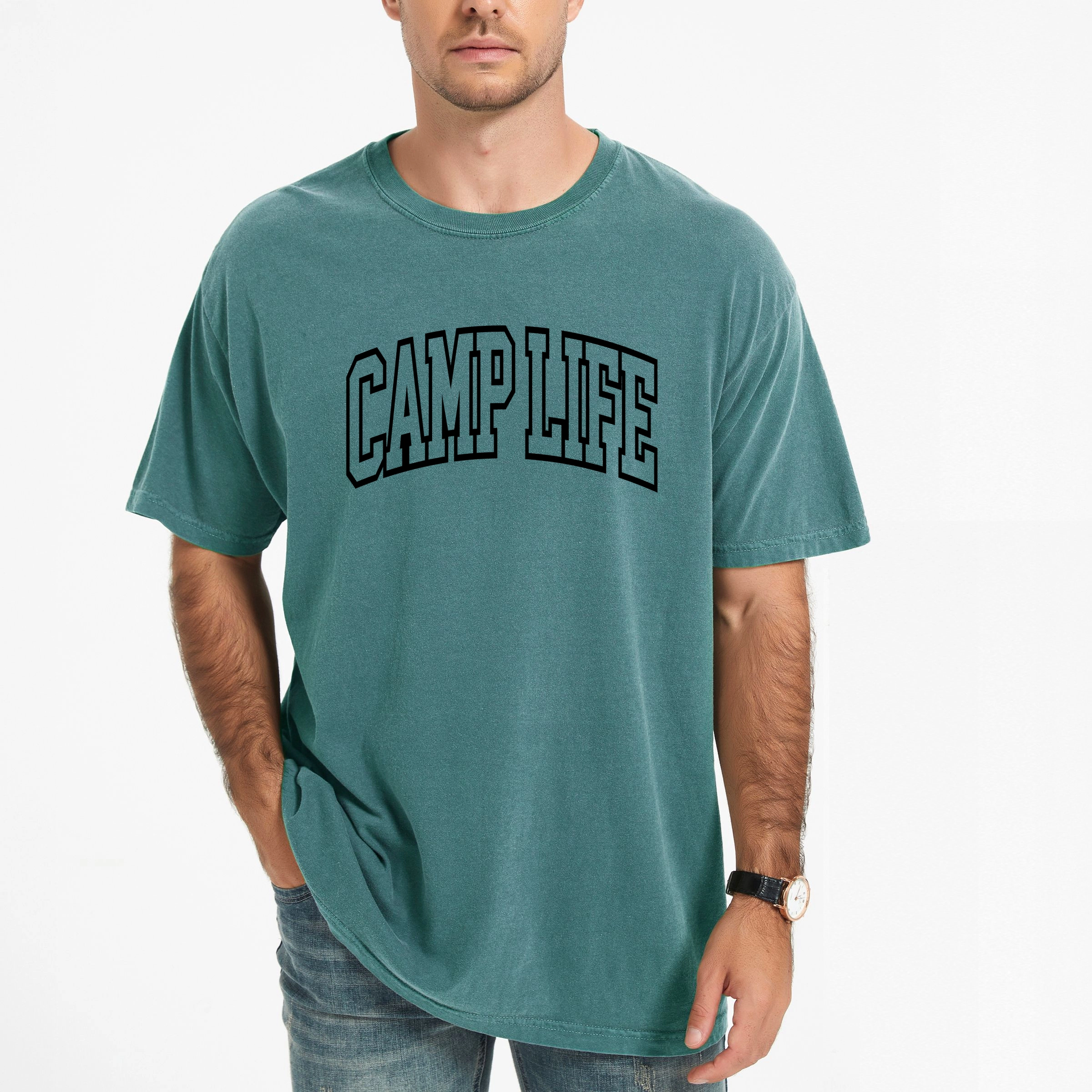 Simply Sage Market - Camp Life Varsity Men's Garment Dyed Graphic T-Shirt