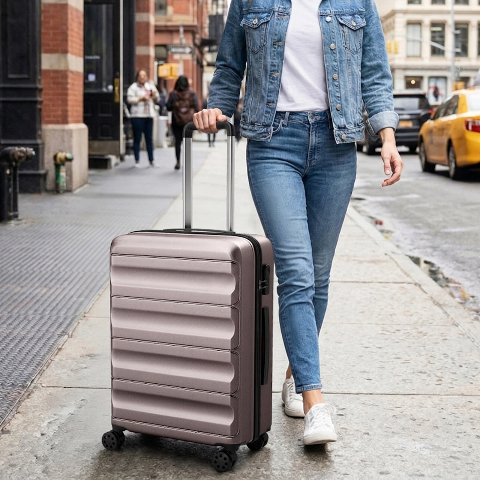 SUGIFT Pink 3-Piece Hardside Luggage Set 20-in Carry-On 24-in and 28-in Checked Lightweight ABS Suitcases