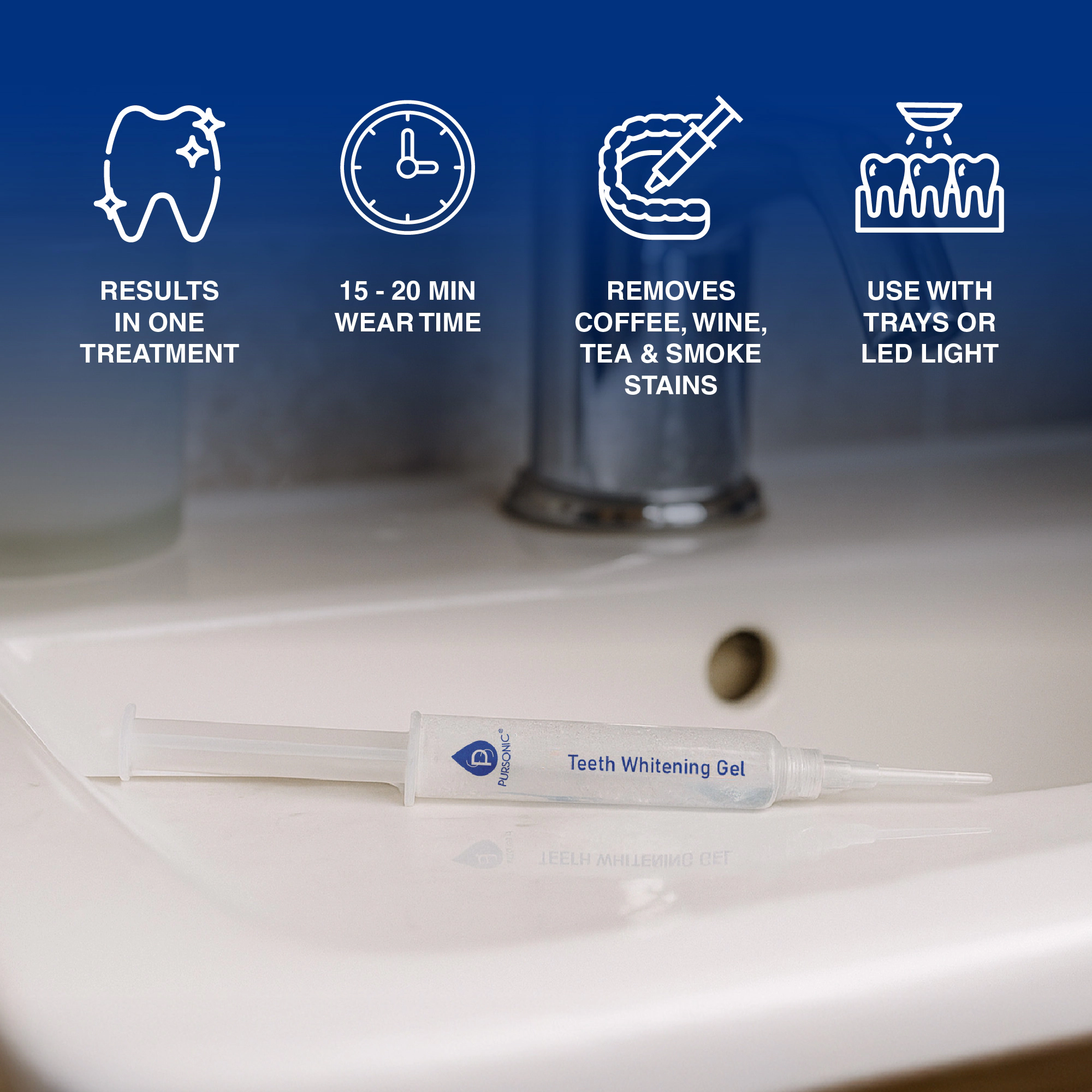 Pursonic Unisex Professional Strength Teeth Whitening Gel