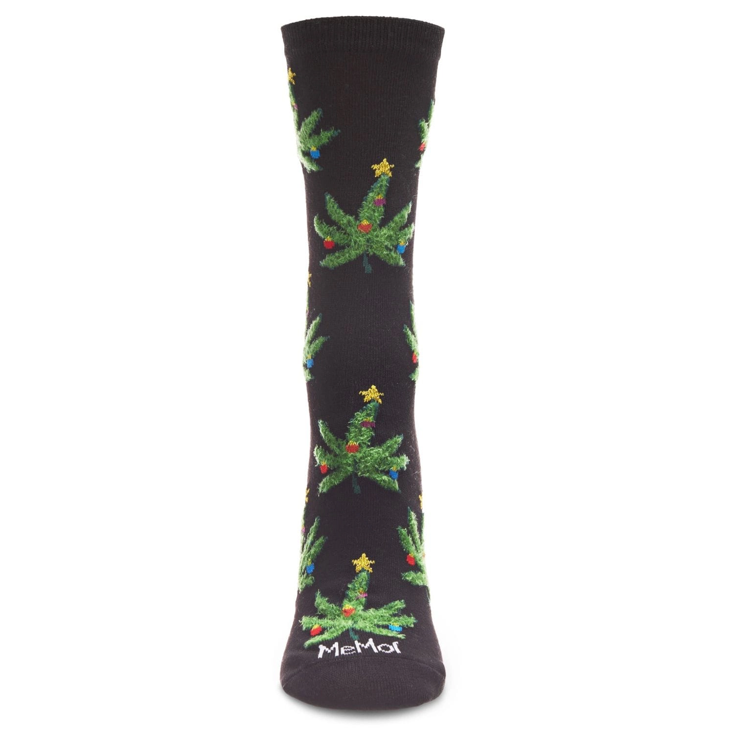 MeMoi Women's Pot Leaf Christmas Trees Holiday Crew Socks