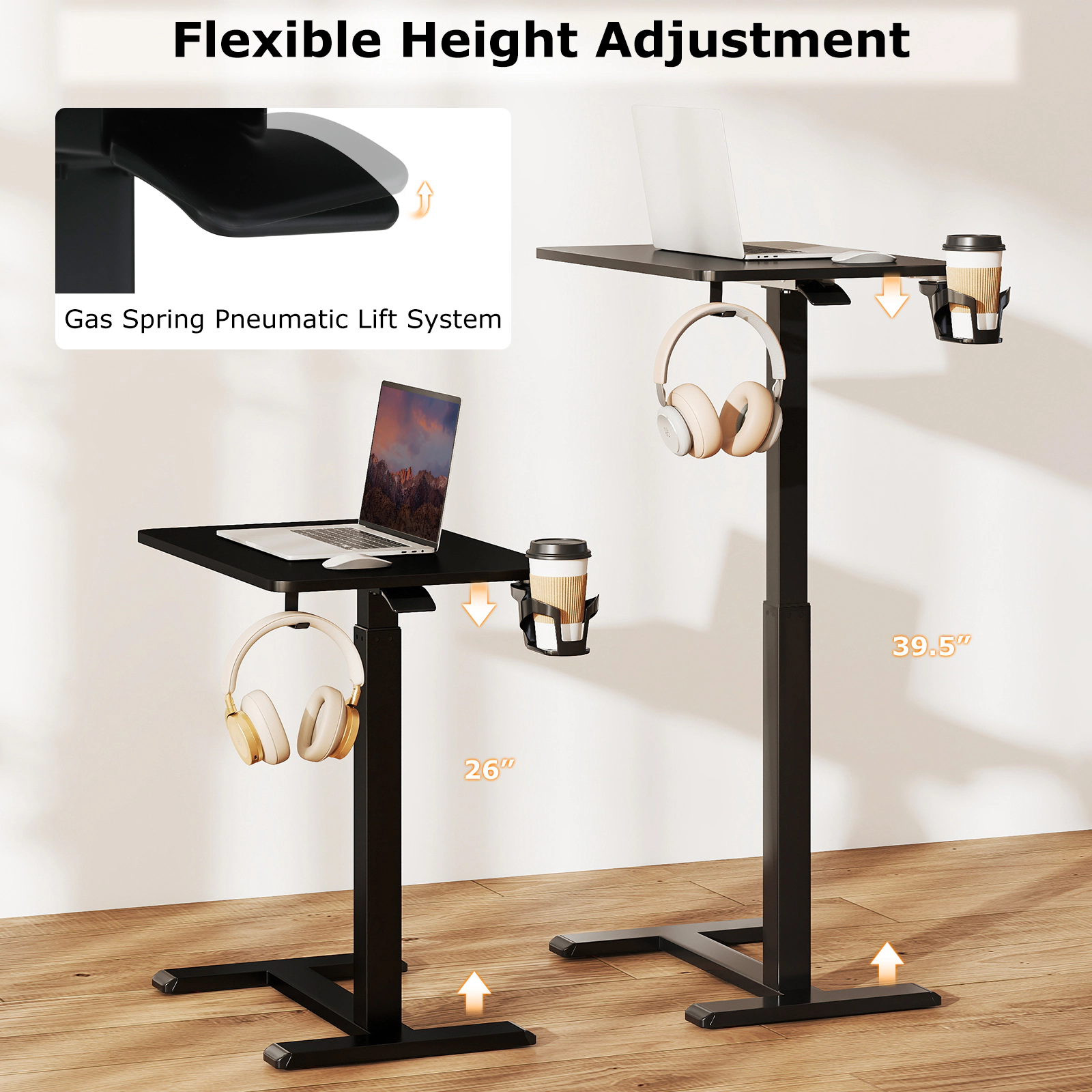 SlickBlue Adjustable Height Rolling Standing Desk with Laptop Table