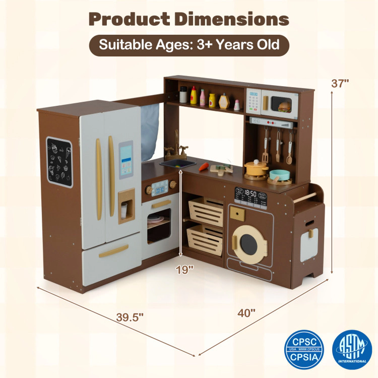 Hivvago Corner Play Kitchen with Lights and Sounds for Ages 3+
